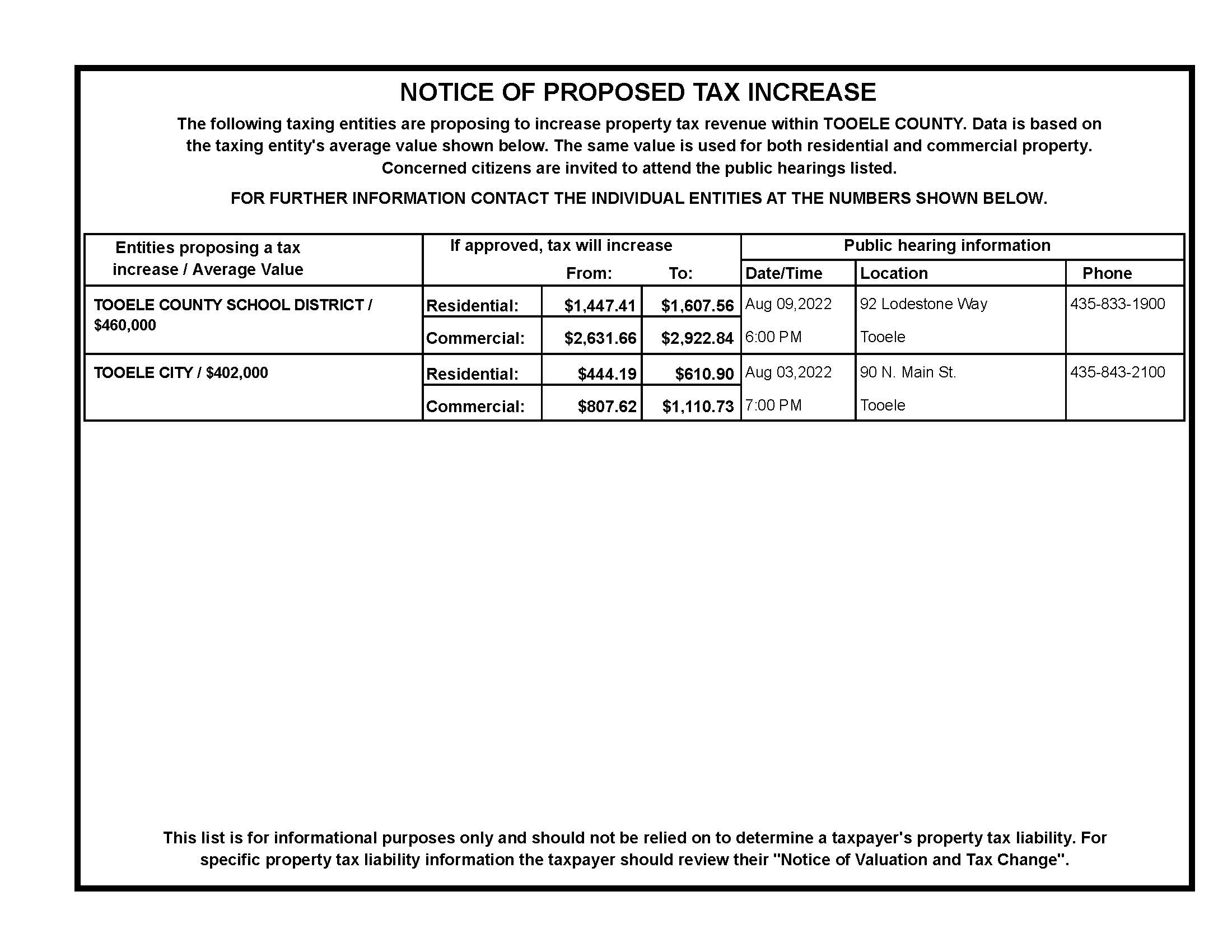 Property Tax Flyer